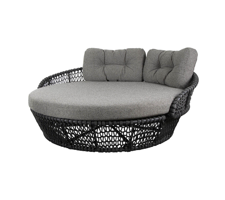 Greco Outdoor Poolside Sunbed With Cushion Daybed (Black) Braided & Rope
