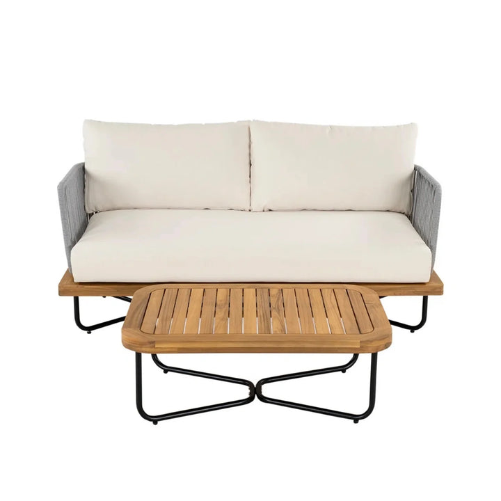 Eros Outdoor Garden Balcony Sofa Set 2 Seater , 2 Single Seater 1 Center Table Set Braided and Rope (Grey)