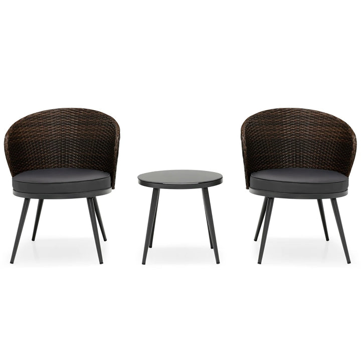 Stilt Outdoor Patio Seating Set 2 Chairs and 1 Table Set (Black + Brown)