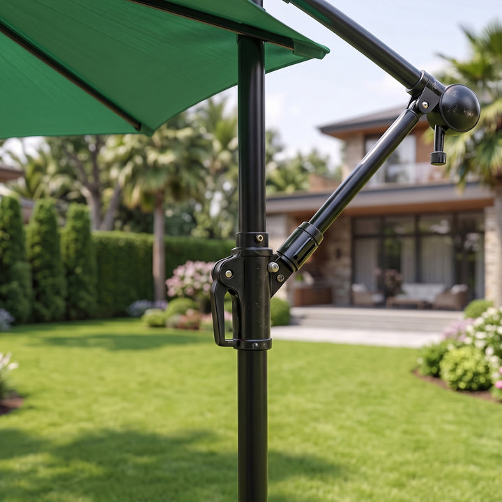 Destin Luxury Side Pole Garden Umbrella With Stand (Round, Green)