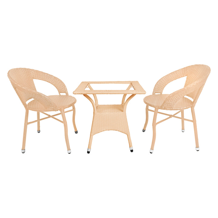 Glide Outdoor Patio Seating Set 2 Chairs and 1 Table Set (Cream)