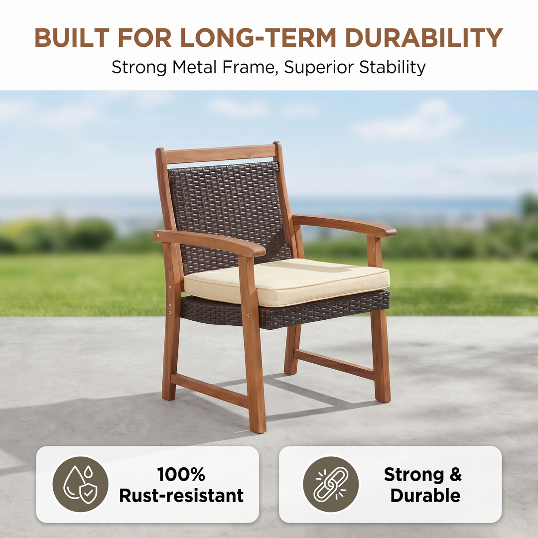 Zyan Outdoor Garden Balcony Sofa Set 2 Seater , 2 Single Seater 1 Center Table Set (Brown) Braided and Rope