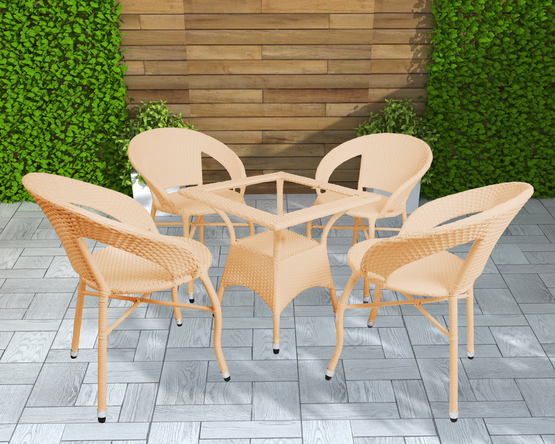 Incube Outdoor Patio Seating Set 4 Chairs and 1 Table Set (Cream)