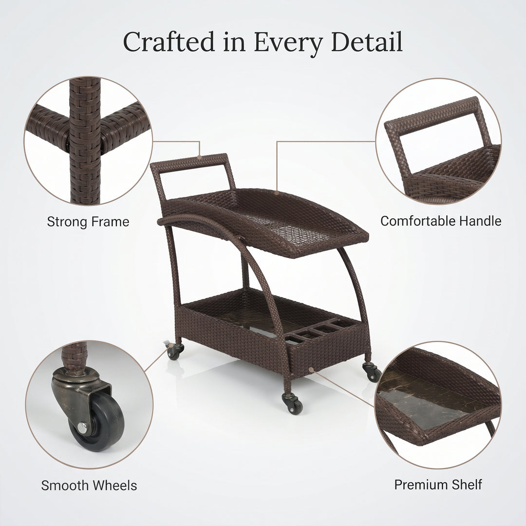 Ivon Outdoor Patio Bar Serving Cart (Brown)