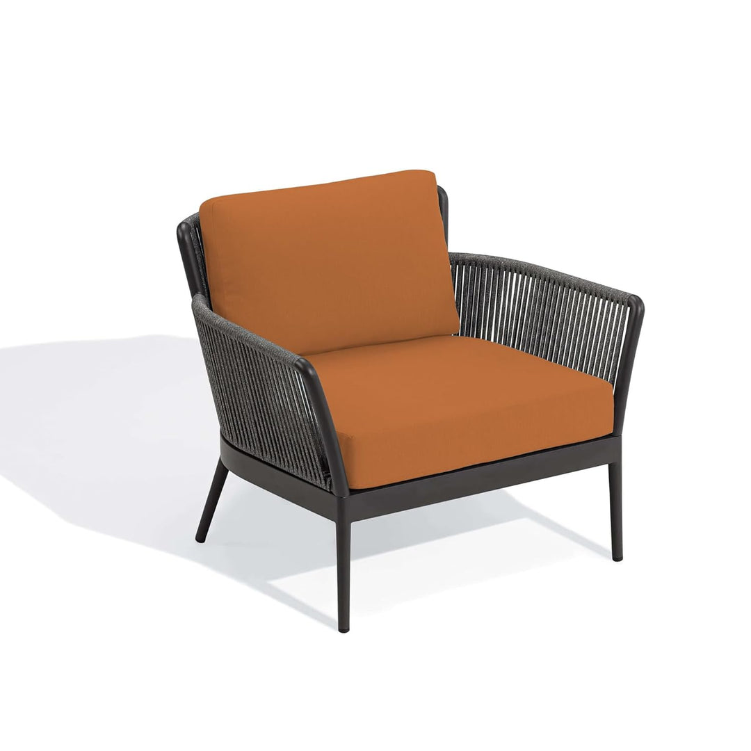 Rua Outdoor Garden Balcony Sofa Set 2 Seater , 2 Single Seater 1 Center Table Set (Dark Grey) Braided and Rope