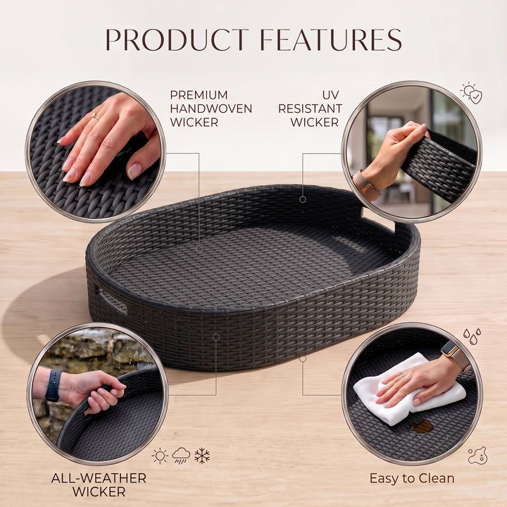 Oval Luxury Floating Serving Tray For Swimming Pool - Black (Oval)