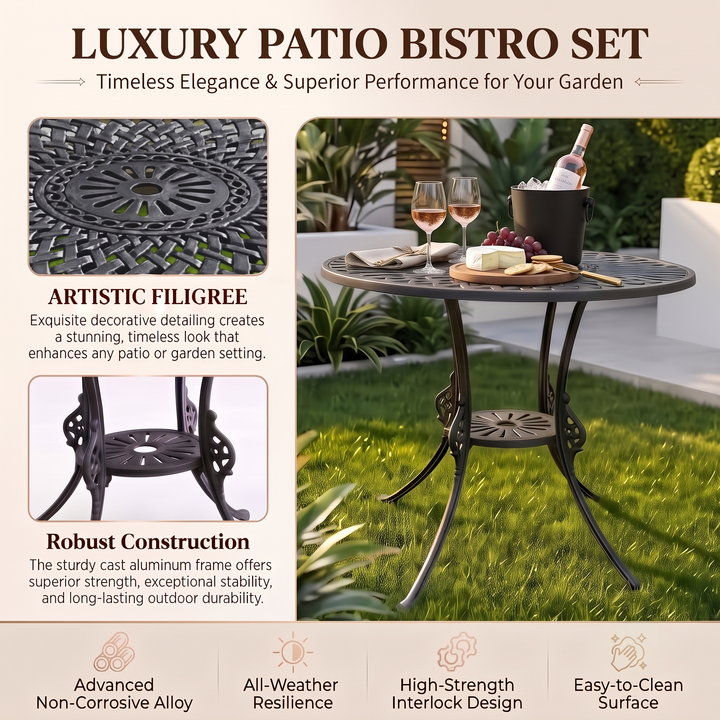 Leon Cast Aluminium Garden Patio 1 Table