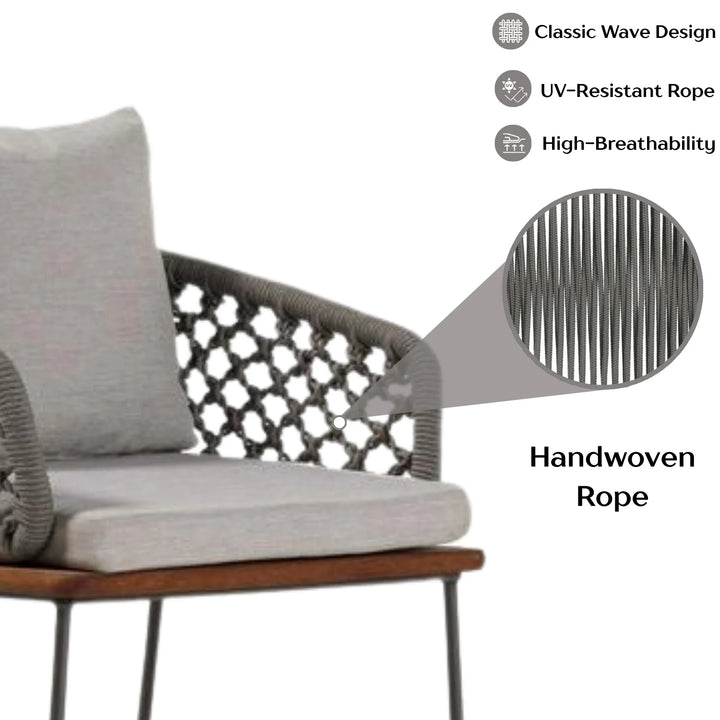 Grillo Outdoor Patio Seating Set 2 Chairs Set Braid & Rope(Grey)