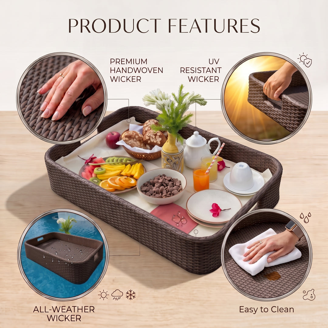 Jaime Luxury Floating Serving Tray For Swimming Pool -  Black ( Rectangle )