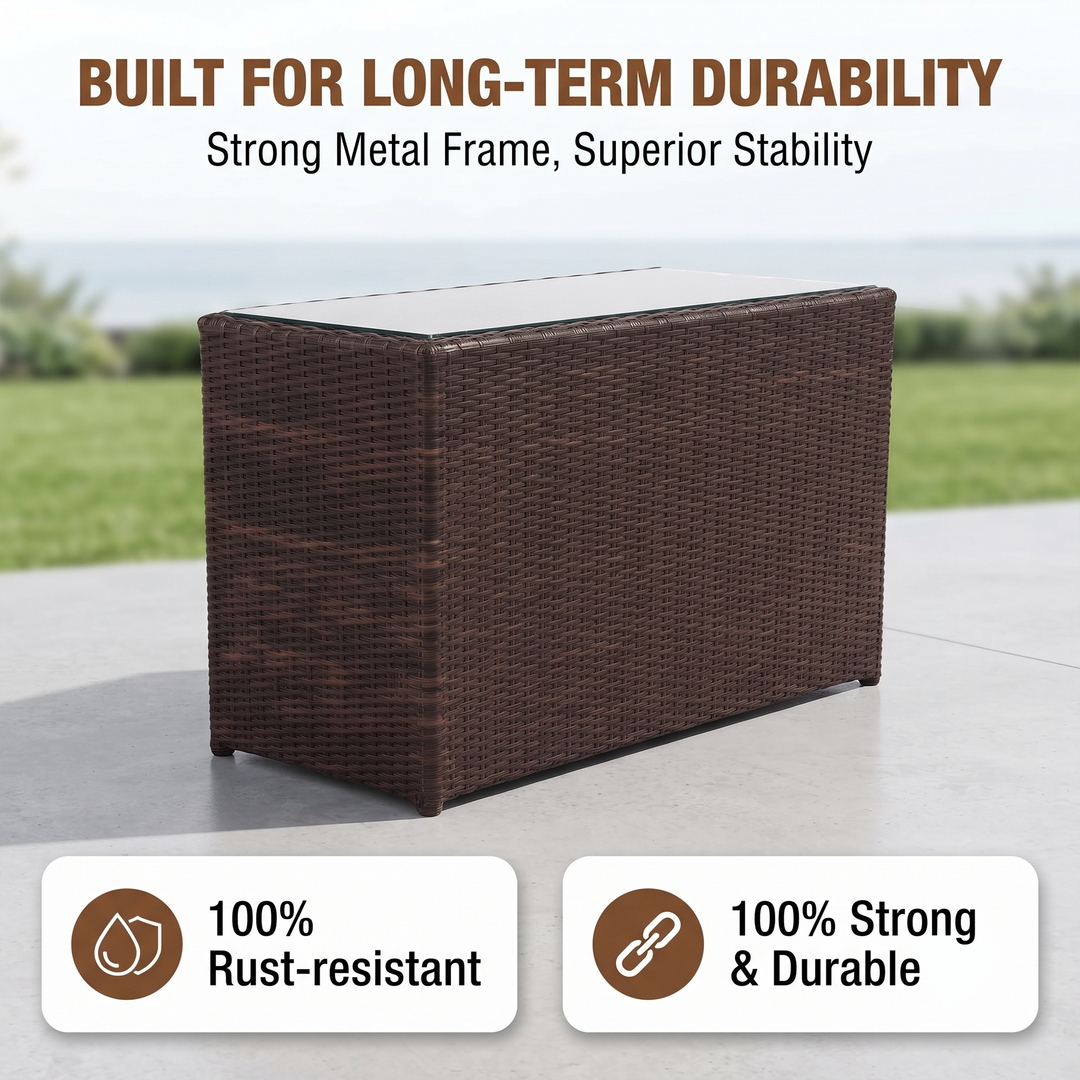 Rossi Outdoor Patio Round Sofa Set 8 Seater , 1 Side table and 2 Center Table (Brown)