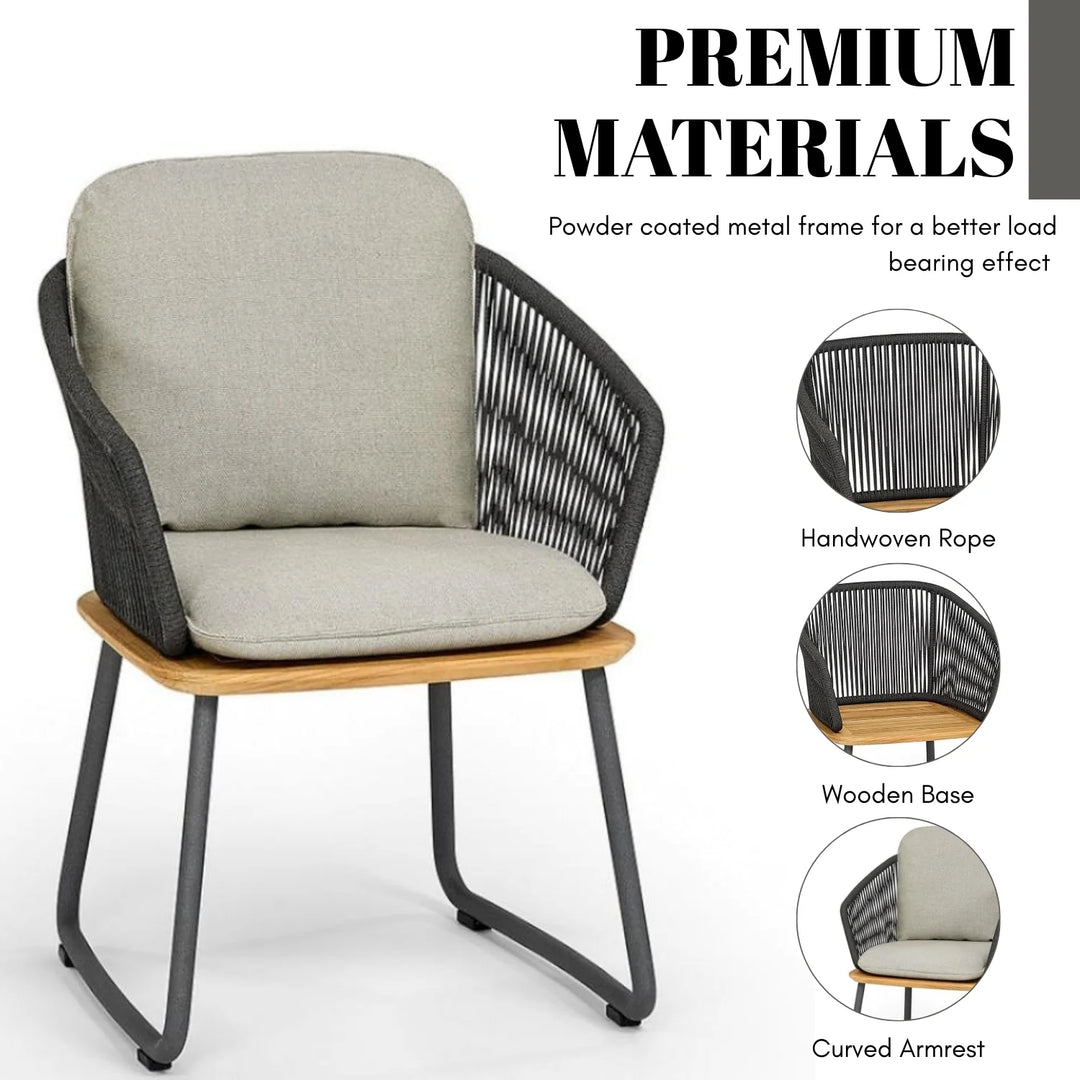 Goen Outdoor Patio Seating Set 4 Chairs and 1 Table Set (Grey)