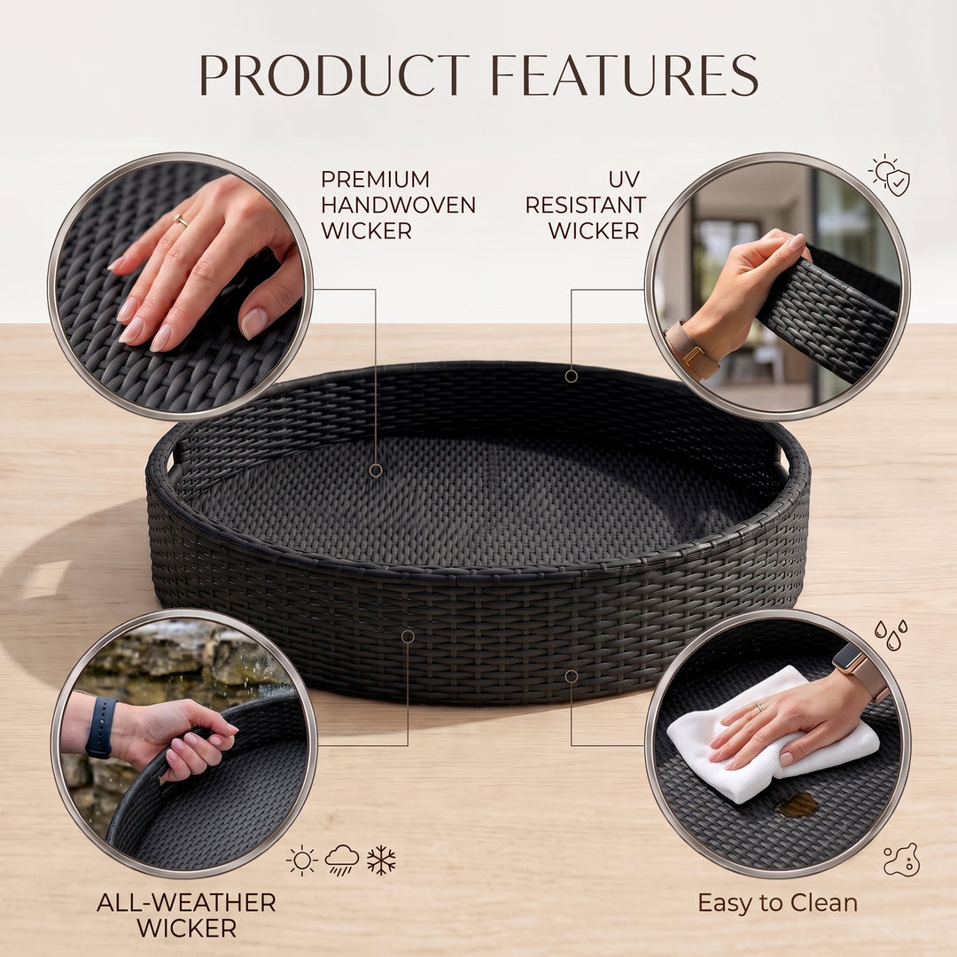 Enciso Luxury Floating Serving Tray For Swimming Pool - Black ( Round )