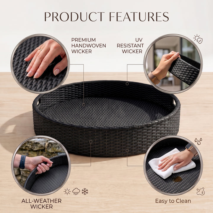 Enciso Luxury Floating Serving Tray For Swimming Pool - Black ( Round )