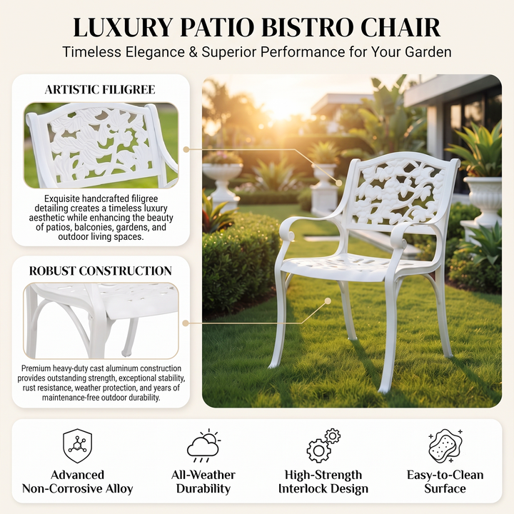Levin Cast Aluminium Garden Patio Single Seater Chair