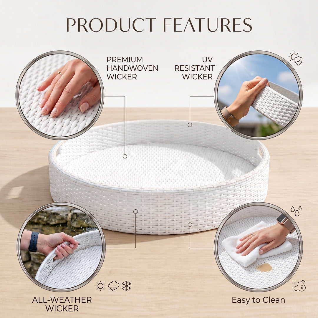 Ken Luxury Floating Serving Tray For Swimming Pool - White ( Round )