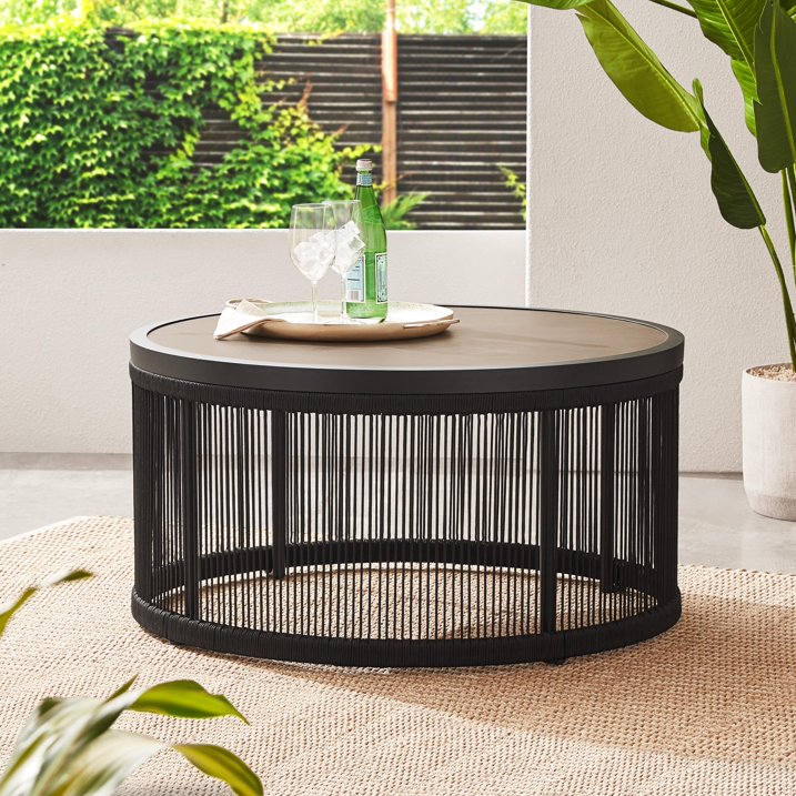 Espira Outdoor Patio Seating Set 4 Chairs and 1 Table Set (Black)