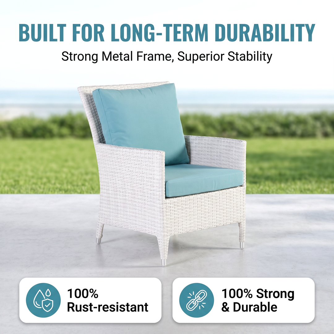 Pio Outdoor Sofa Set  2 Seater , 2 Single seater and 1 Center Table (White)