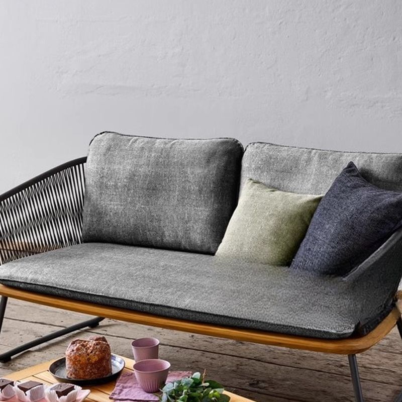 Reevo Outdoor Garden Balcony Sofa Set 2 Seater , 2 Single Seater 1 Center Table Set (Dark Grey) Braided and Rope