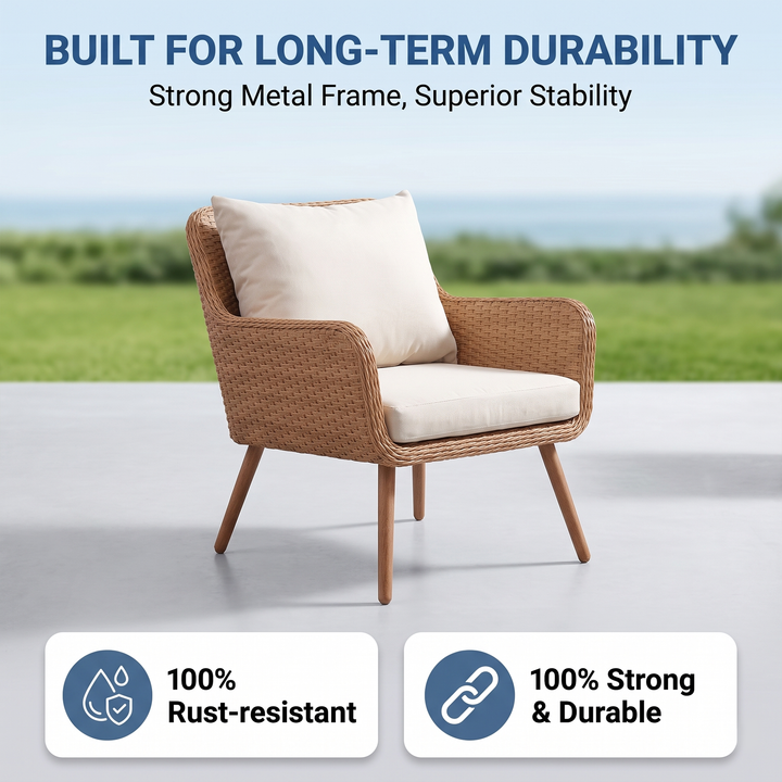 Violeta Outdoor Sofa Set 2 Seater, 2 Single seater and 1 Center Table (Brown)