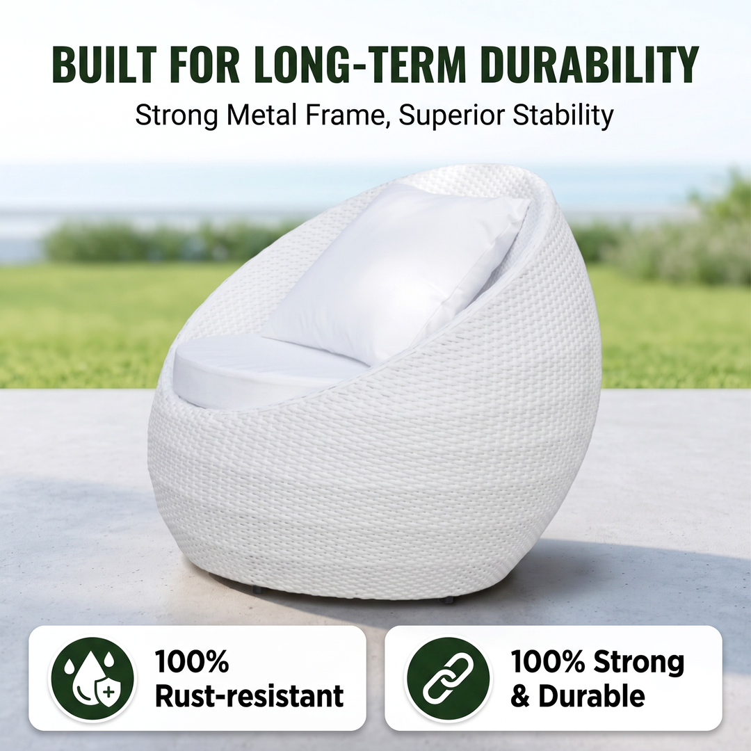 Retto Outdoor Sofa Set 2 Seater , 2 Single seater and 1 Center Table Set (White)