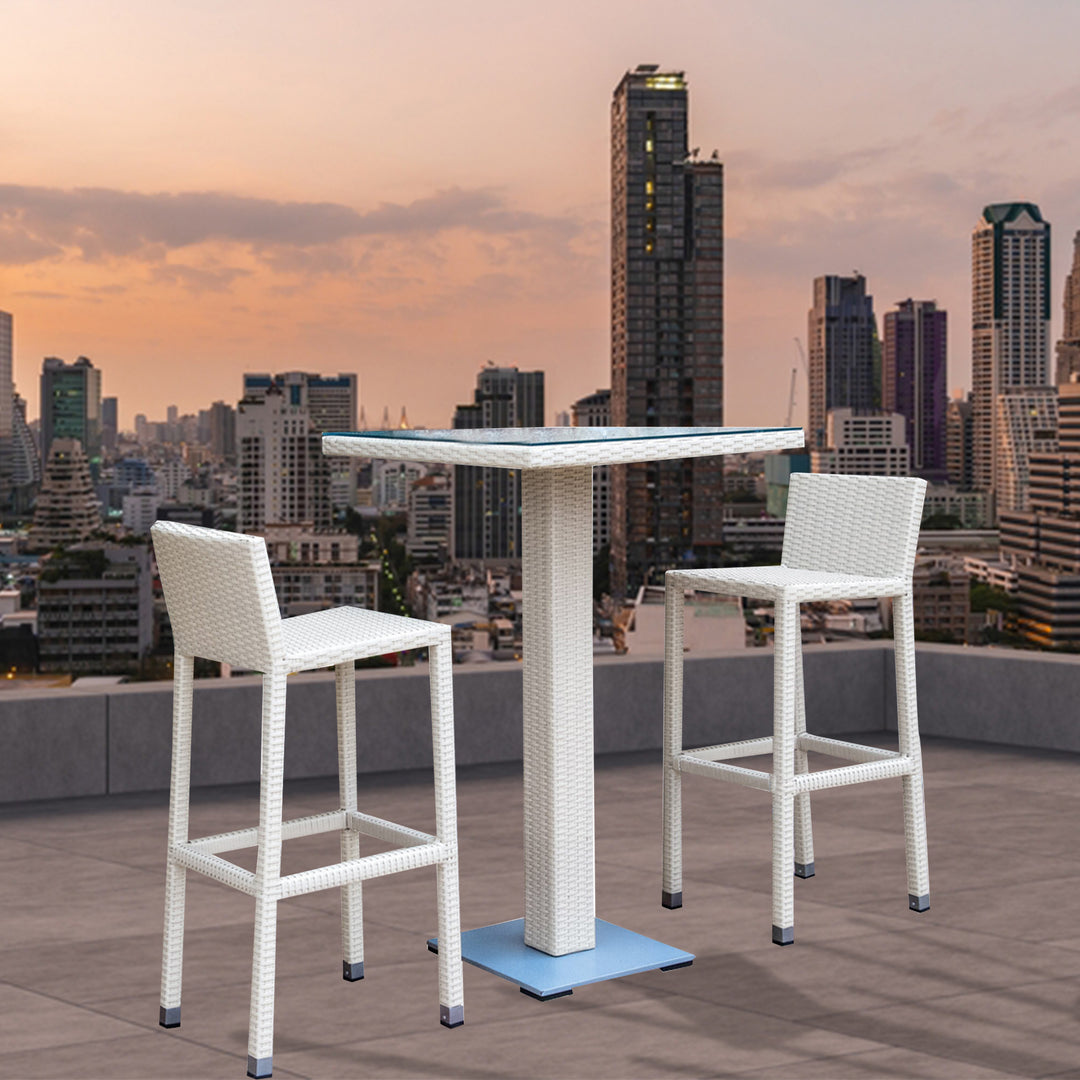 Meier Outdoor Patio Bar Sets 2 Chairs and 1 Table (White)