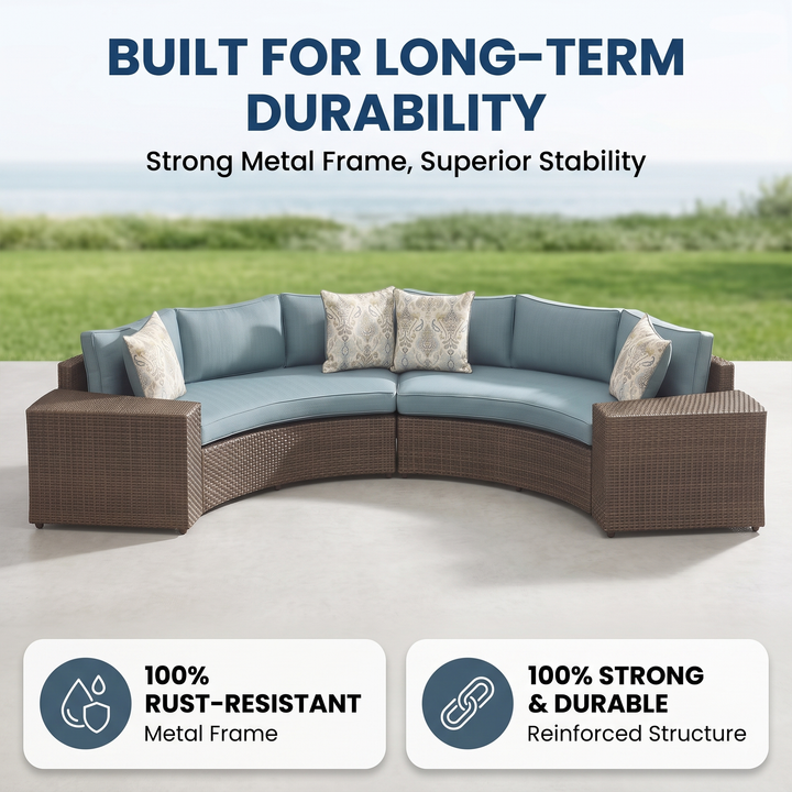 Zea Outdoor Sofa Set 4 Seater and 1 Center Table (Brown)
