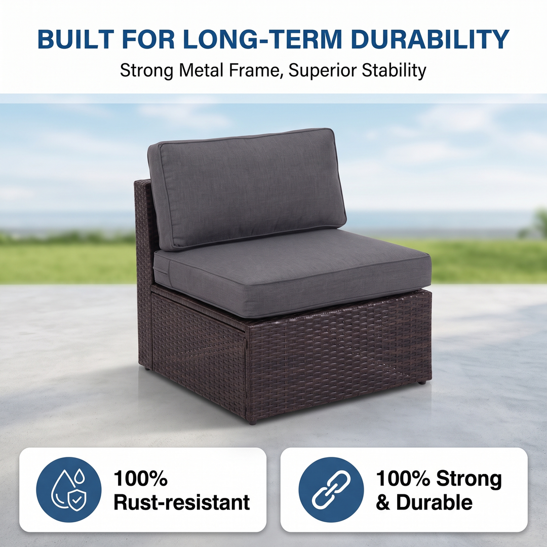 Omehia Outdoor Garden Balcony Sofa Set  5 Seater and 1 Center Table Set (Brown)