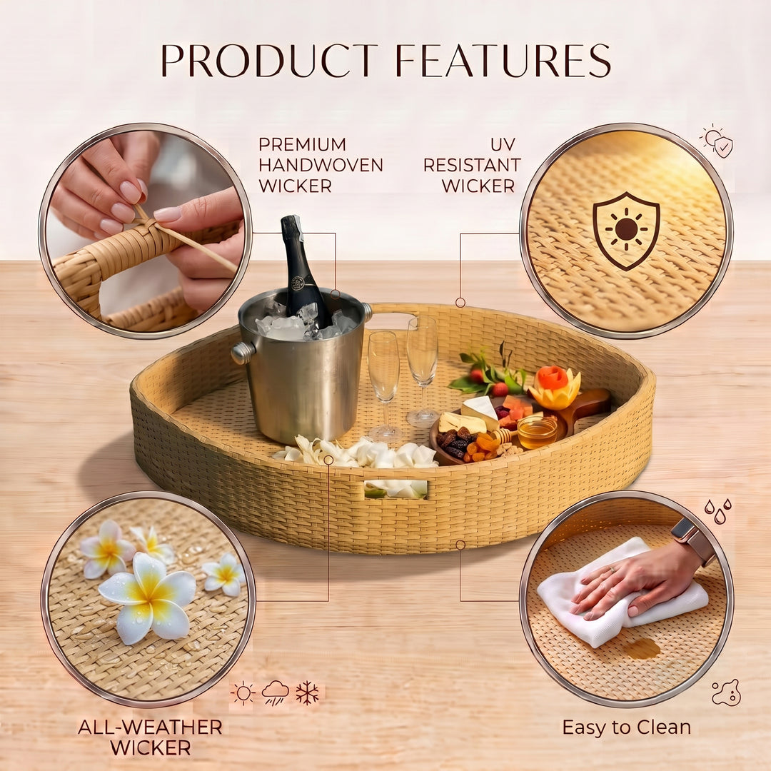 Célia Luxury Floating Serving Tray For Swimming Pool -  Honey (Boat Shape)
