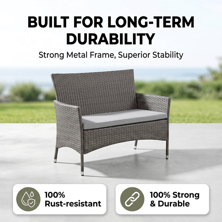 Allesi Outdoor 2 seater Sofa and 1 Center Table (Dark Grey + White)
