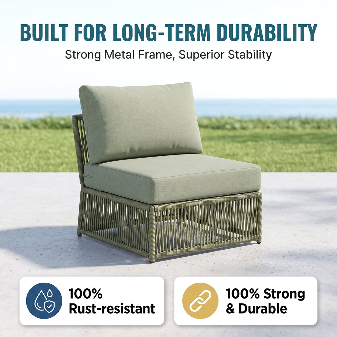 Deifilia Outdoor Sofa Set 7 Seater and 2 Center Table Set (Green) Braided & Rope