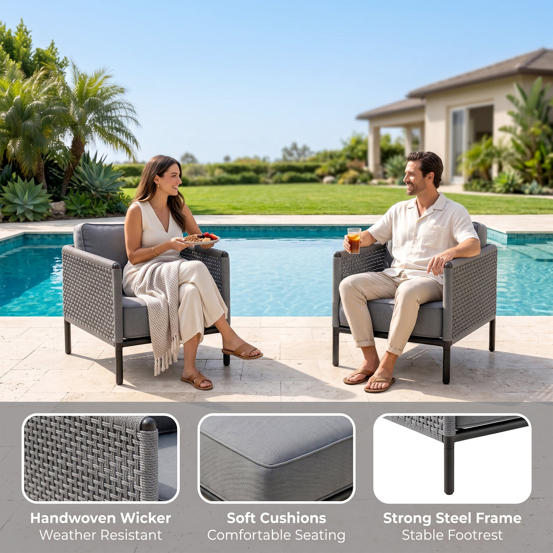 Alp Outdoor Sofa Set 2 Single seater (Grey) Braided & Rope