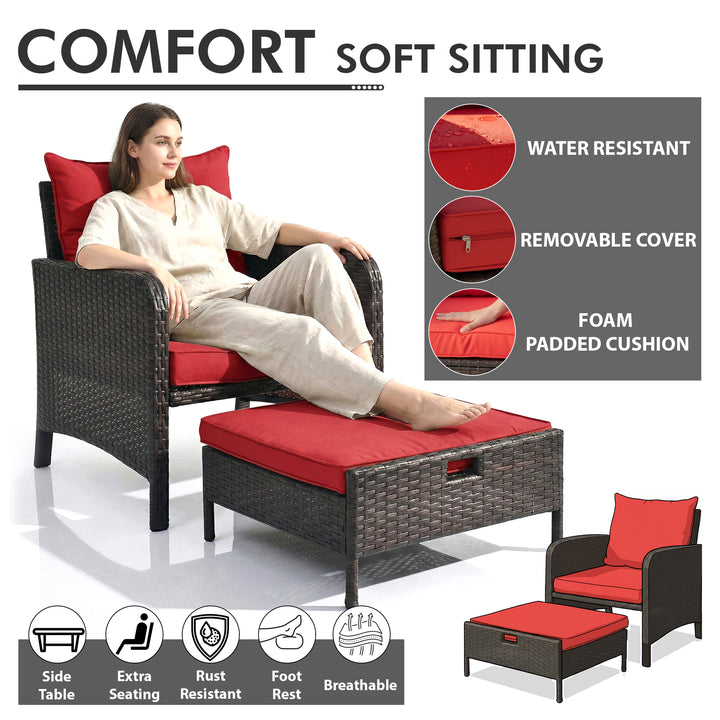 Sofani  Outdoor Sofa Set  2 Single seater with 2 ottoman and 1 Center Table (Black)