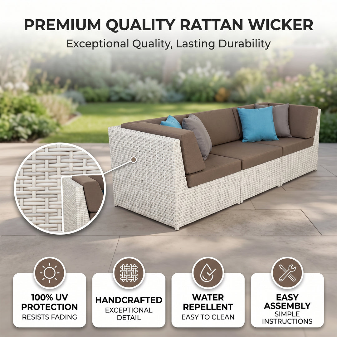 Ferri Outdoor Patio Sofa Set 6 Seater , 1 Footstool , 1 Side table and 1 Center Table (White)
