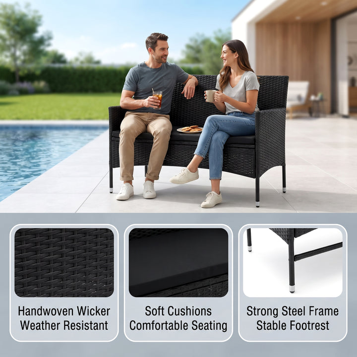 Rino Outdoor 2 seater Sofa (Black)