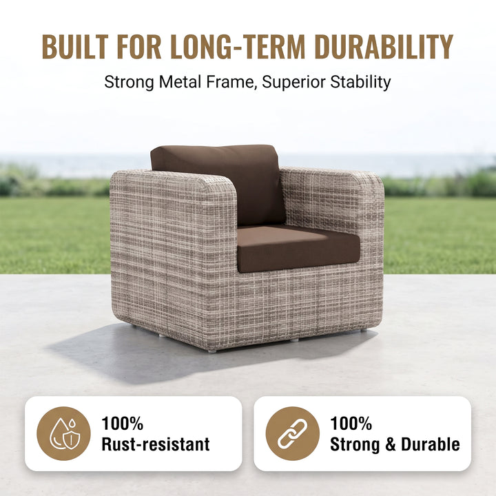 Maso Outdoor Sofa Set 2 Seater + 2 Single seater with 1 Central Table (Seashell)
