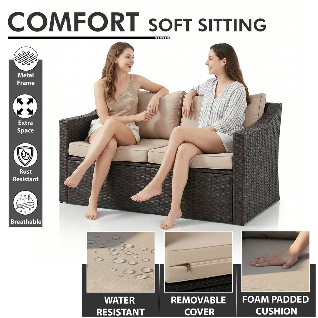 GRAVITO Outdoor Sofa Set 2 Seater, 2 Single seater and 1 Center Table (Brown)