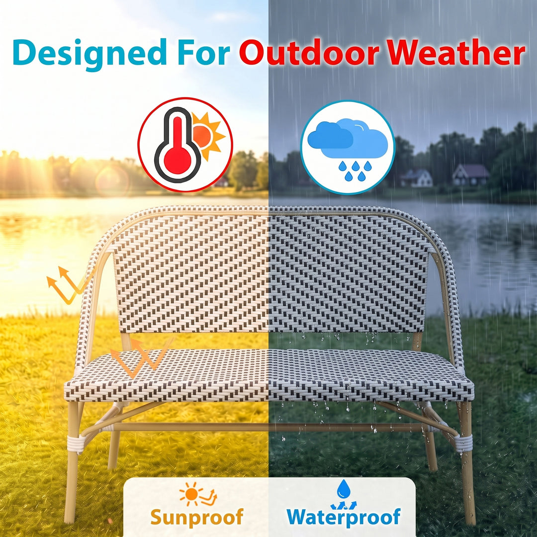 Edoardo Wicker 2 Seater Garden Bench for Outdoor Park