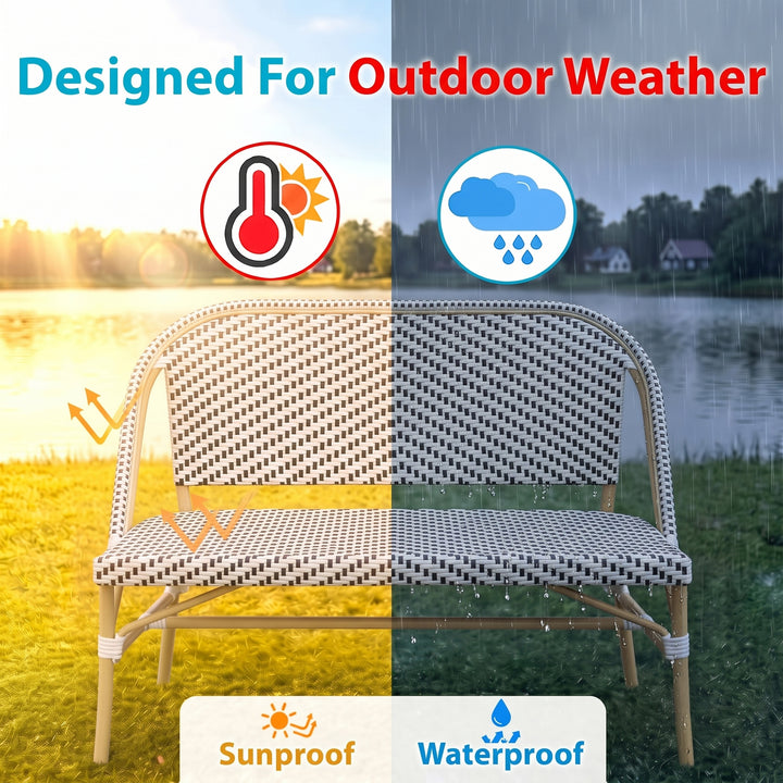 Edoardo Wicker 2 Seater Garden Bench for Outdoor Park