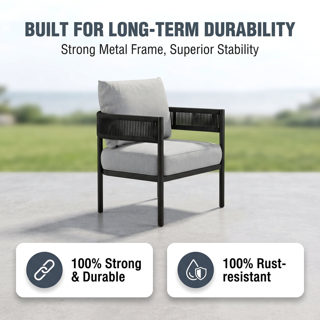 Perpetua Outdoor Sofa Set 2 Seater, 2 Single seater and 1 Center Table (Black)