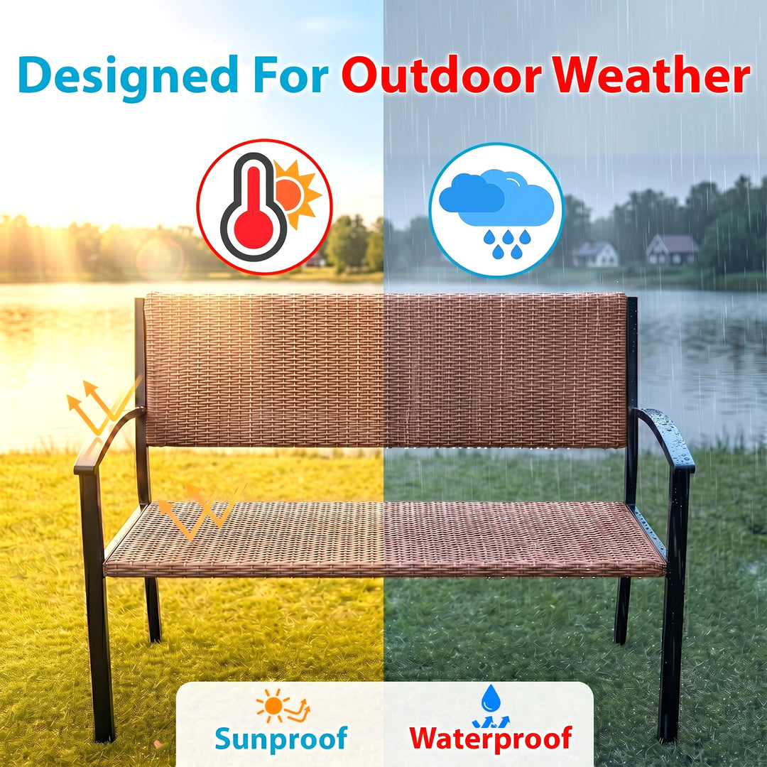 Gemma Wicker 2 Seater Garden Bench for Outdoor Park - (Honey)