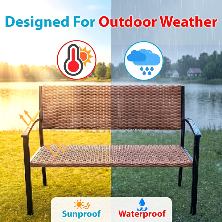 Gemma Wicker 2 Seater Garden Bench for Outdoor Park - (Honey)