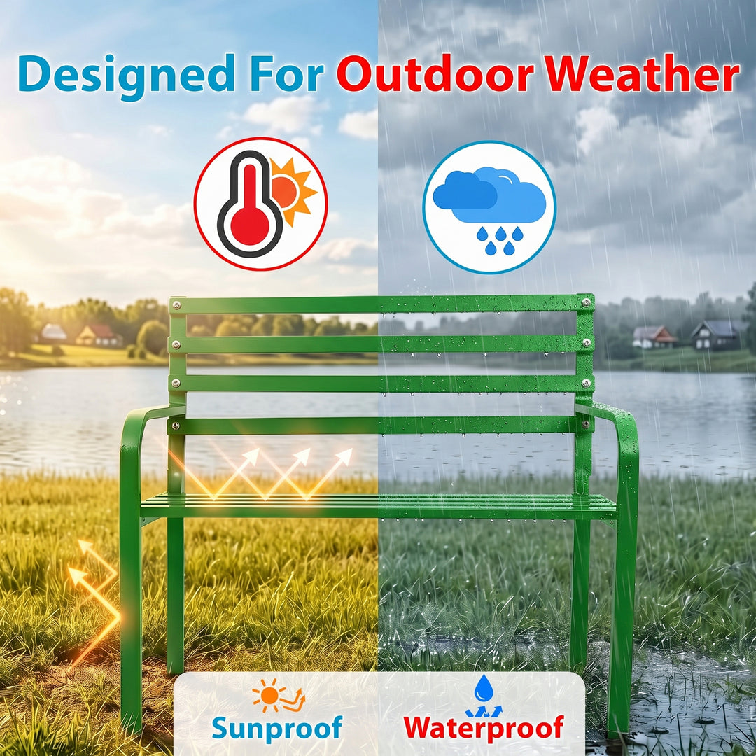 Corp Metal 2 Seater Garden Bench for Outdoor Park - (Green)