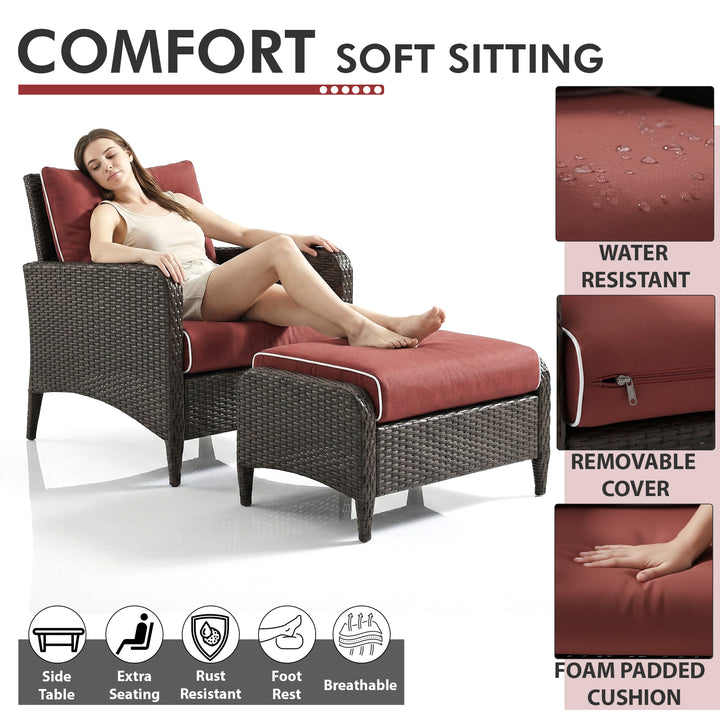 Propria Outdoor Sofa Set  2 Single seater with 2 ottoman  (Brown)