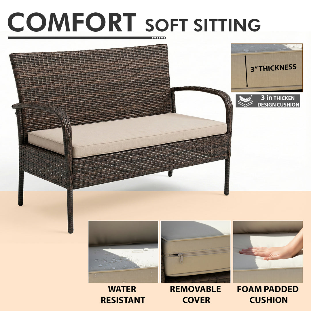 Bria Outdoor Sofa Set 2 Seater , 2 Single seater and 1 Center Table Set (Brown)