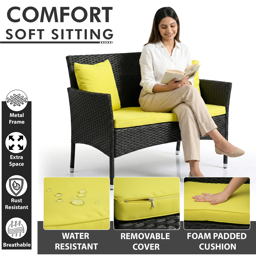 Hamper Outdoor Sofa Set 2 Seater , 2 Single seater and 1 Center Table Set (Black)