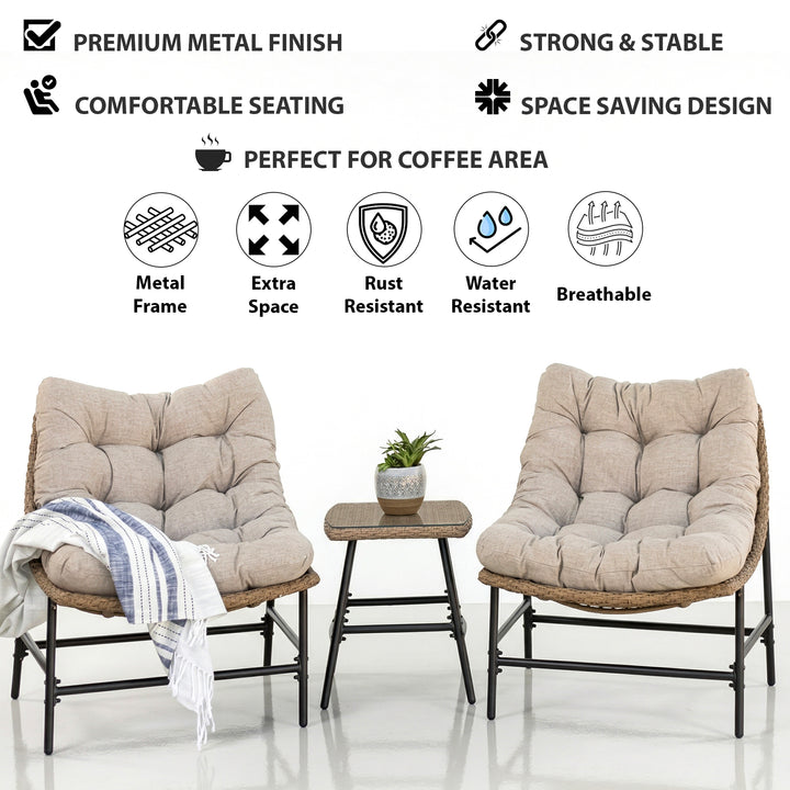 Keris Outdoor Patio Seating Set 2 Chairs and 1 table Set (Tan)