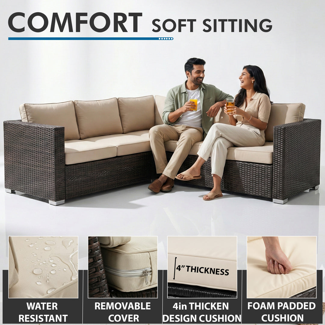 Marea Outdoor Patio Sofa Set 6 seater and 1 Center Table (Brown)