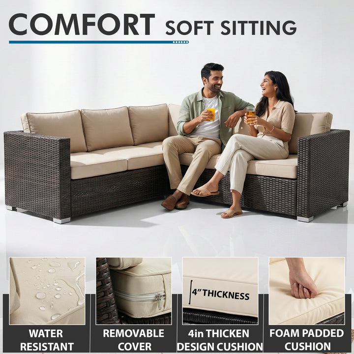 Marea Outdoor Patio Sofa Set 5 seater and 1 Center Table (Brown)