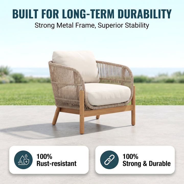 Apolo Outdoor Sofa Set 2 Seater , 2 Single seater , 1 Side table and 1 Center Table (Beige)