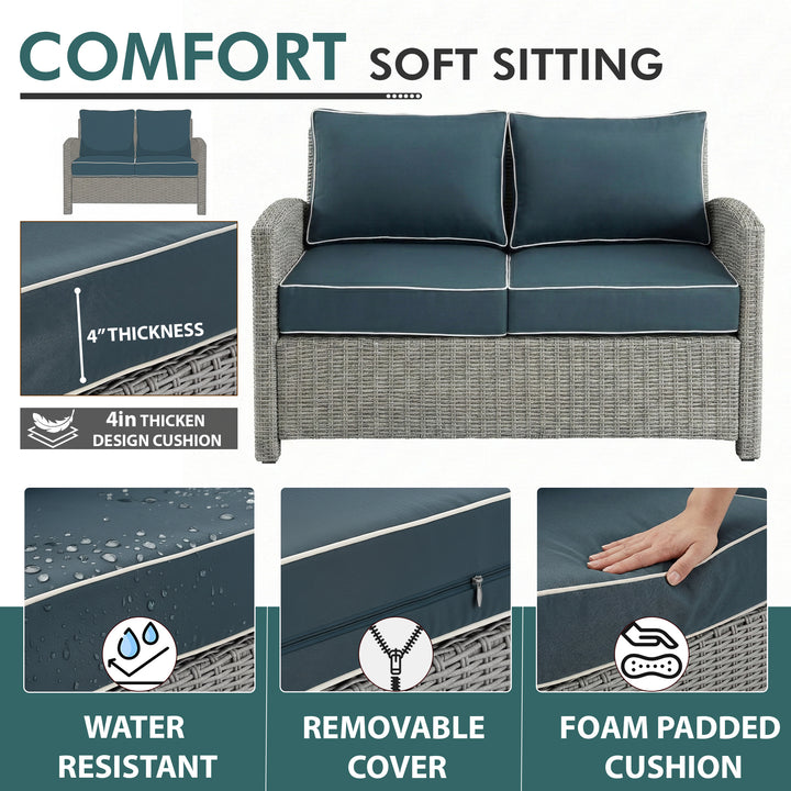 Porch Outdoor Sofa Set 2 Seater, 2 Single seater and 1 Center Table (Grey)